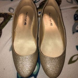 Gold sparkly flats